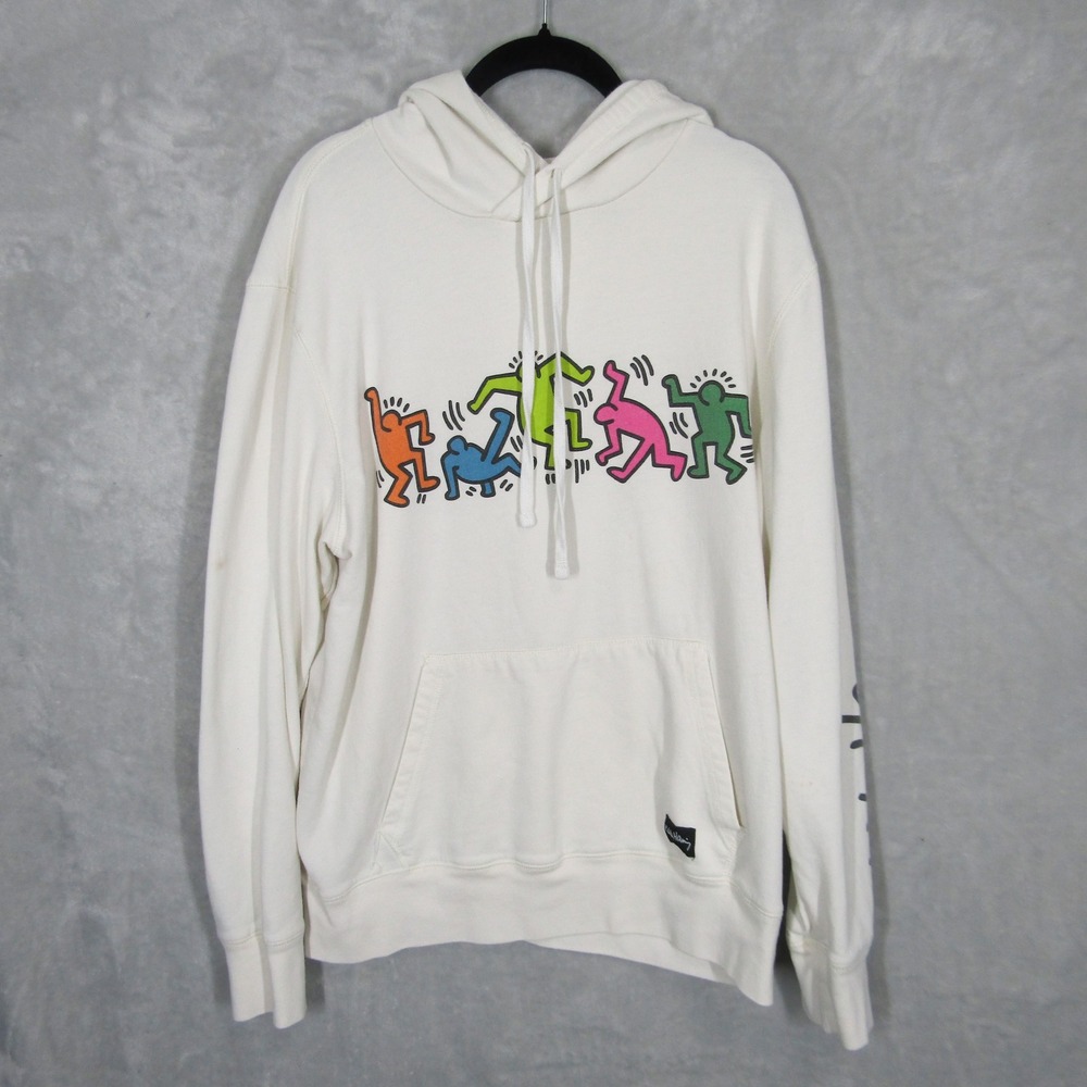 Keith Haring Hoodie Mens Medium Multicolor Graphic Art Pullover Sweatshirt